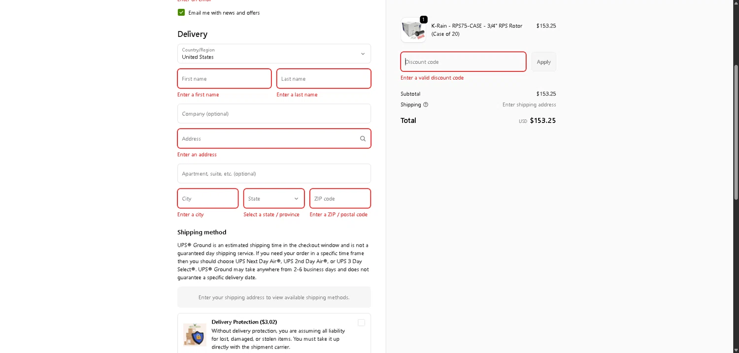 Cheap Sprinklers discount code screenshot showing code FREESHIPPING applied at Cheap Sprinklers checkout page. Uploaded by SimplyCodes community member VictoriousFinder4393 on Feb 7, 2026