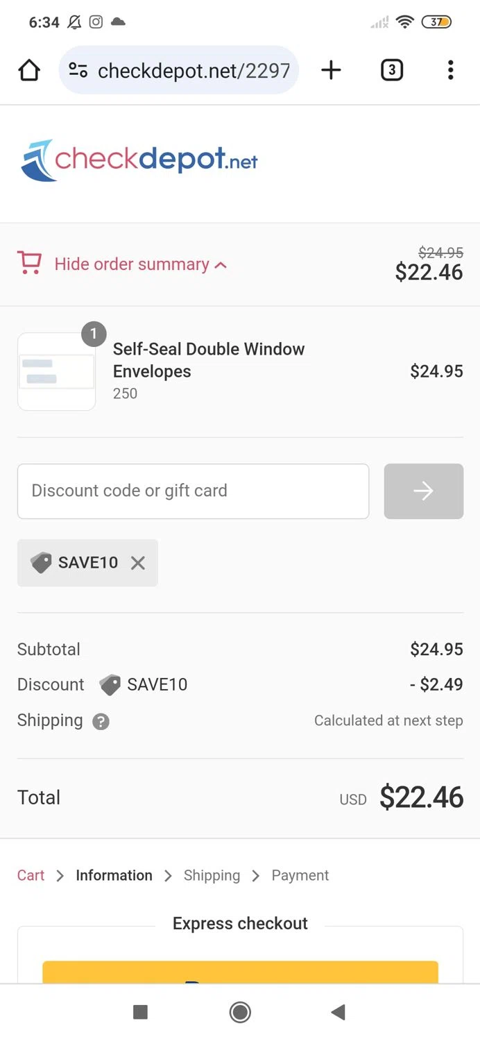where to use Check Depot promo code box