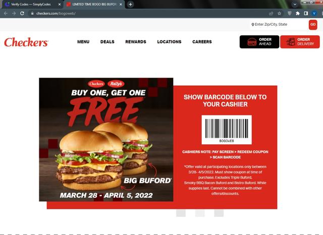 Checker's checkout page showing Checker's coupon code box | Screenshot taken by SimplyCodes community member on Apr 2, 2022