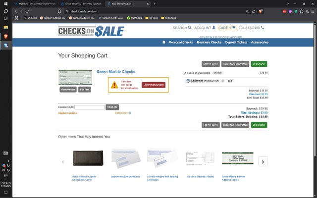 Checks on Sale checkout page showing Checks on Sale coupon code box | Screenshot taken by SimplyCodes community member on Jun 17, 2025