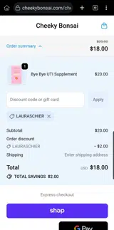 LAURASCHIER coupon verification screenshot