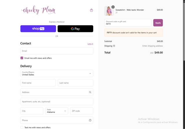 Cheeky Plum checkout page showing Cheeky Plum discount code box | Screenshot taken by SimplyCodes community member on Aug 25, 2025