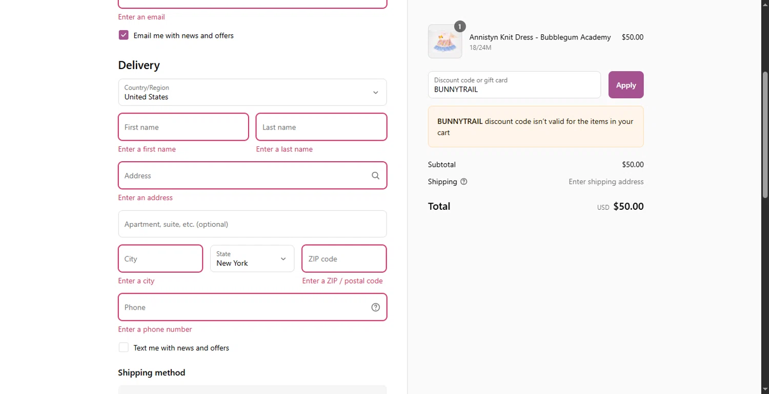 Cheeky Plum discount code screenshot showing code BUNNYTRAIL applied at Cheeky Plum checkout page. Uploaded by SimplyCodes community member BargainMonarch8220 on Jul 22, 2025