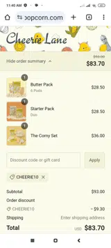 CHEERIE10 coupon verification screenshot
