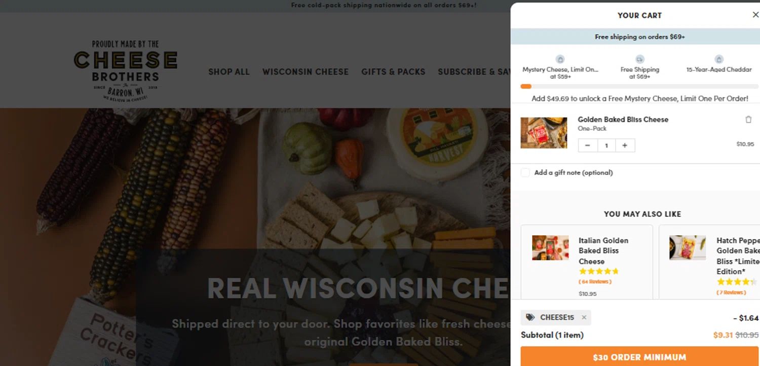where to use Cheese Brothers promo code box