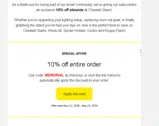 MEMORIAL coupon verification screenshot