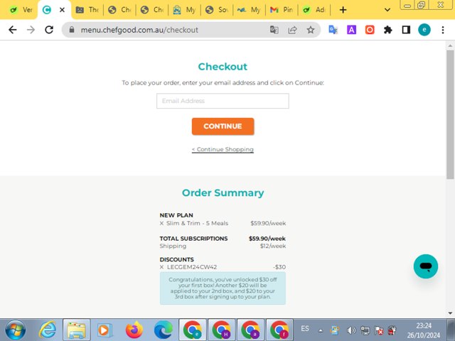 Chefgood checkout page showing Chefgood promo code box | Screenshot taken by SimplyCodes community member on Oct 27, 2024