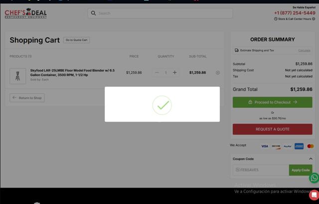 Chefs Deal checkout page showing Chefs Deal discount code box | Screenshot taken by SimplyCodes community member on Jul 28, 2025