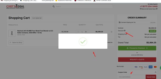 Chefs Deal checkout page showing Chefs Deal discount code box | Screenshot taken by SimplyCodes community member on Jul 28, 2025