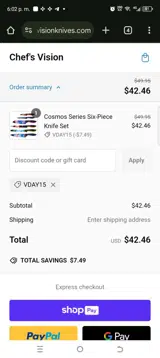 VDAY15 coupon verification screenshot