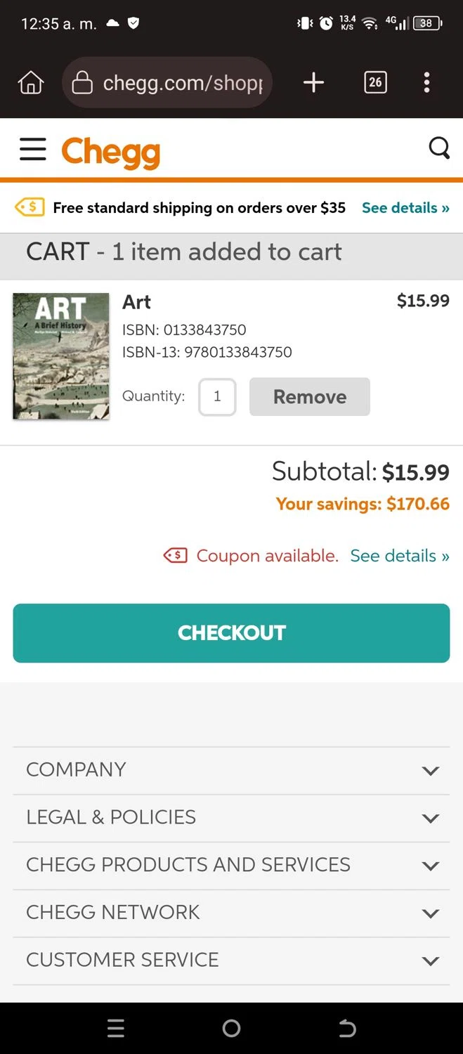 where to use Chegg promo code box