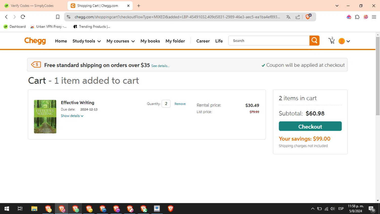 how to use Chegg coupons