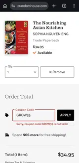 GROW35 coupon verification screenshot