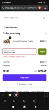 FREESHIP149 coupon verification screenshot