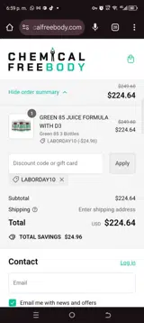 LABORDAY10 coupon verification screenshot