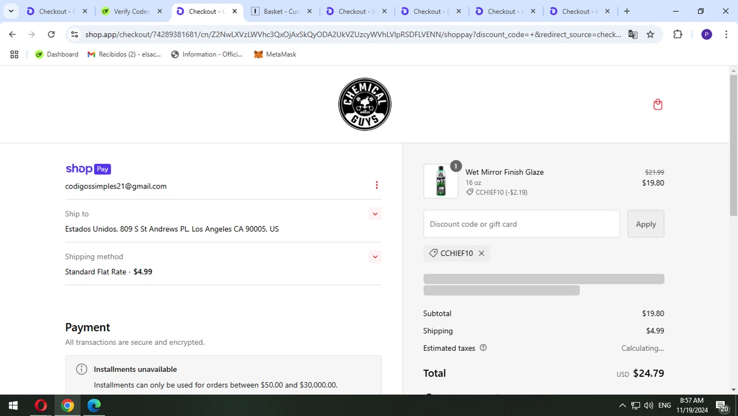 where to use Chemical Guys promo code box