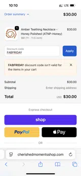 FABFRIDAY coupon verification screenshot