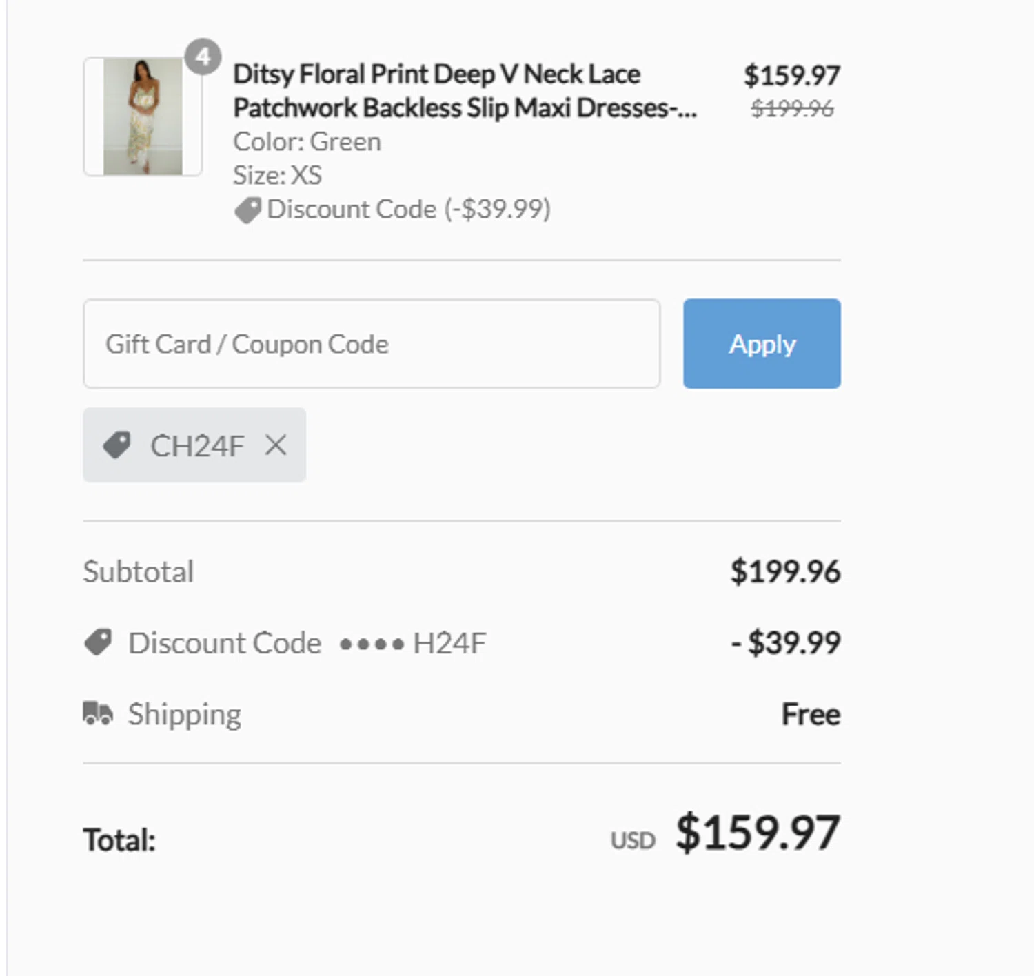 CHERLEY coupon code screenshot showing code CH24F applied at CHERLEY checkout page. Uploaded by SimplyCodes community member RewardCurator5232 on Mar 31, 2025