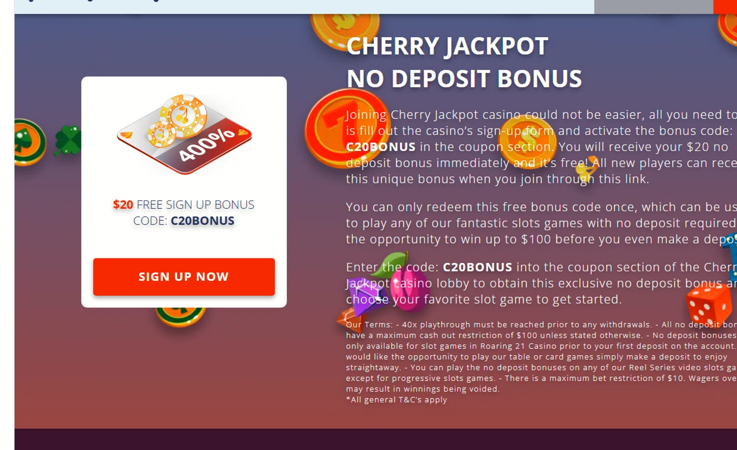 Cherry Jackpot coupon code screenshot showing code NDB40 applied at Cherry Jackpot checkout page. Uploaded by SimplyCodes community member Sova_Valorant on Dec 20, 2025