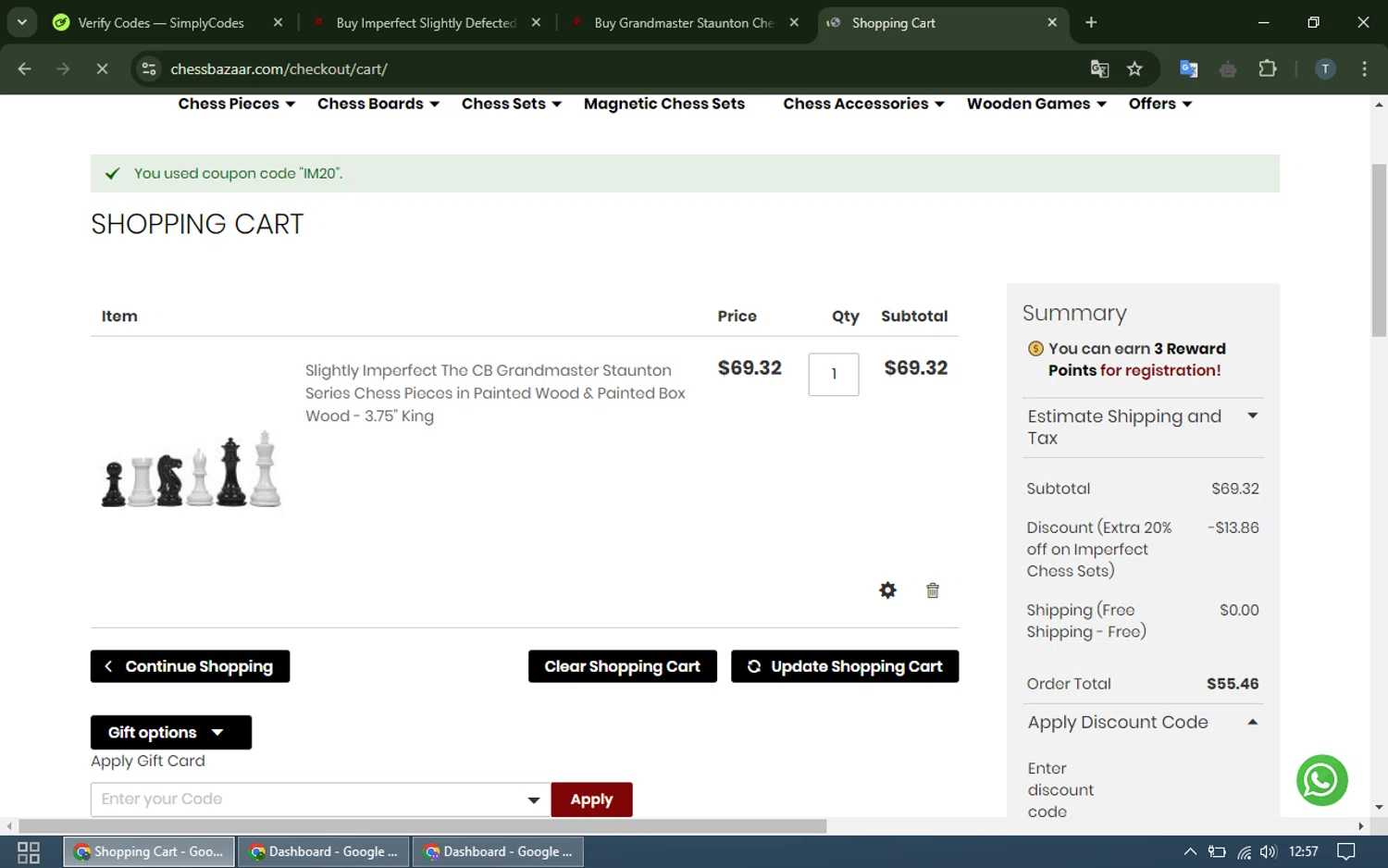 where to use Chessbazaar promo code box