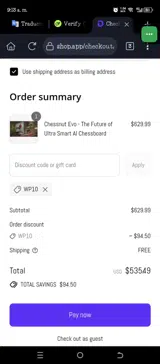 WP10 coupon verification screenshot