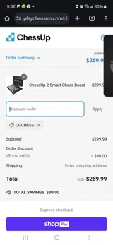 CGCHESS coupon verification screenshot