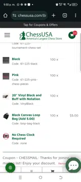 CHESSMAIL coupon verification screenshot