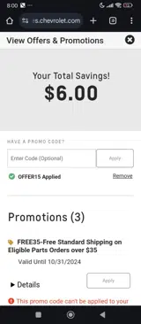 FREE35 coupon verification screenshot