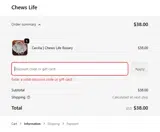 Chews Life coupon verification screenshot