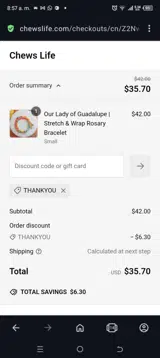 Chews Life coupon verification screenshot