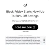 NHLGOAL coupon verification screenshot
