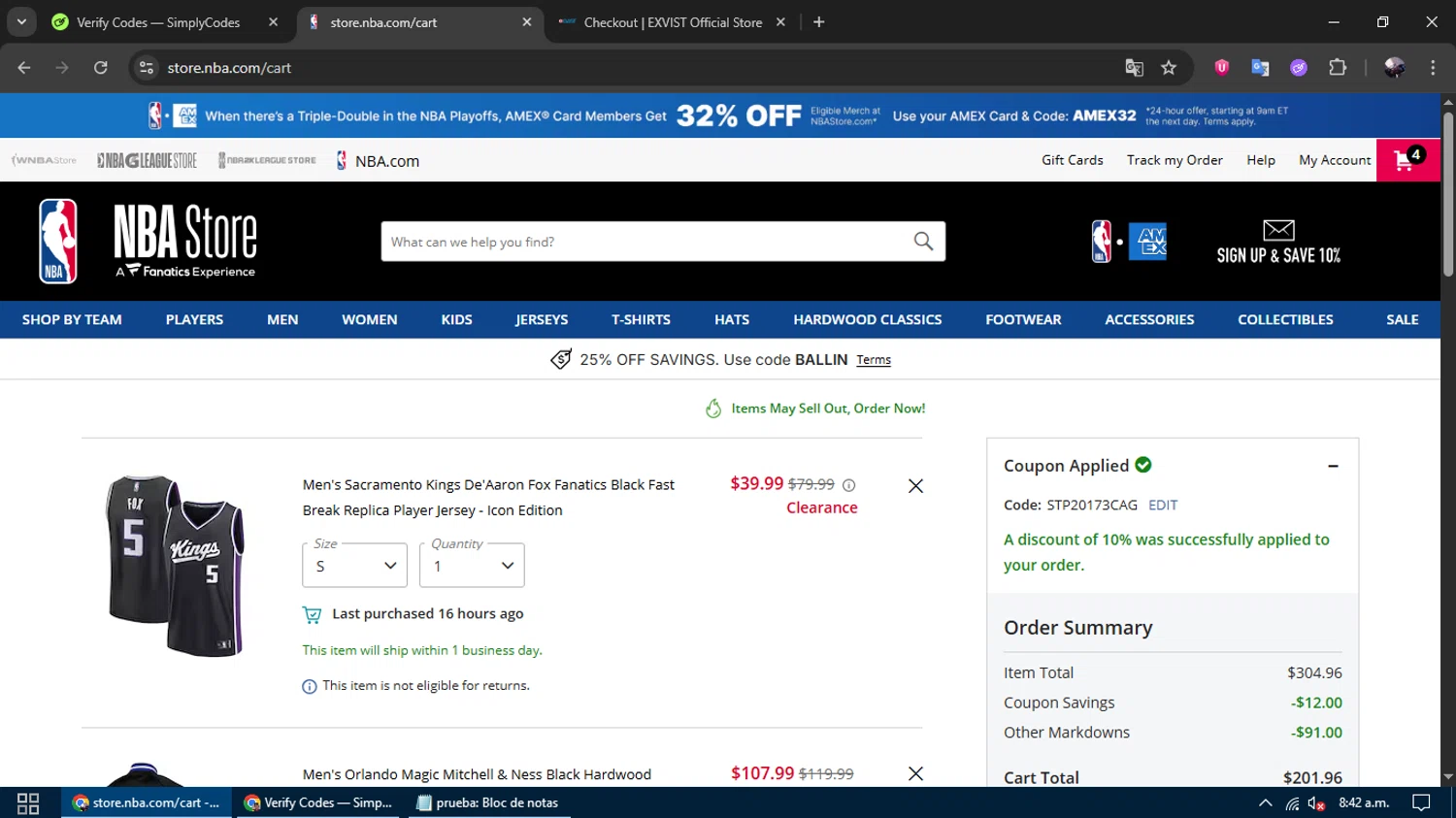 Chicago Bulls promo code screenshot showing code STP20173CAG applied at Chicago Bulls checkout page. Uploaded by SimplyCodes community member gremirhernandez on Jun 2, 2025