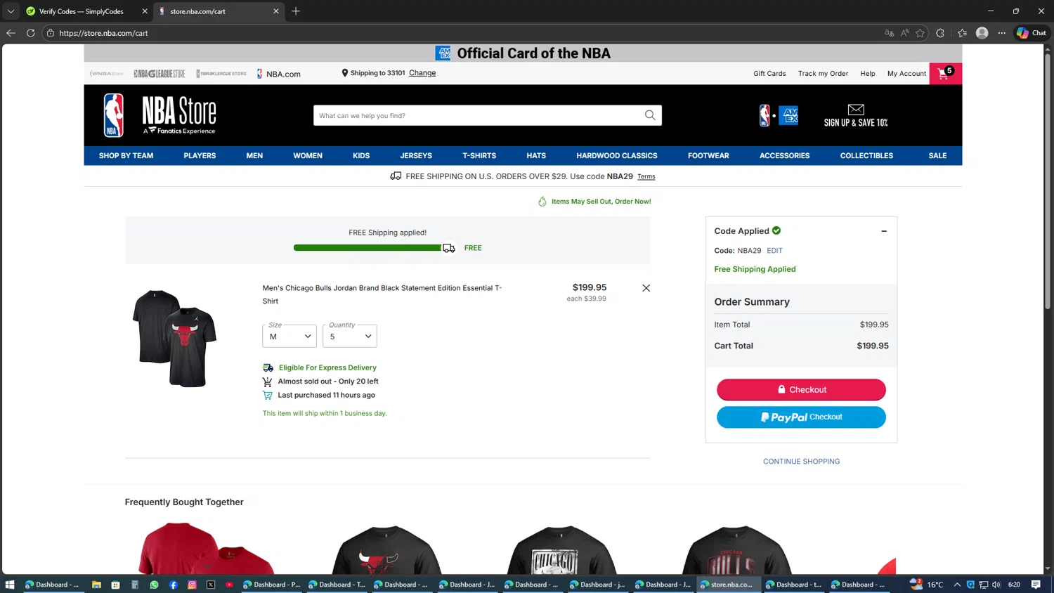 Chicago Bulls checkout page showing Chicago Bulls promo code box | Screenshot taken by SimplyCodes community member on Feb 4, 2026