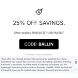 BALLIN coupon verification screenshot