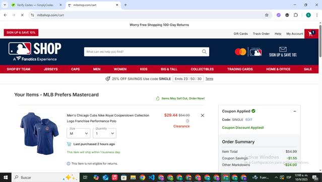 Chicago Cubs checkout page showing Chicago Cubs promo code box | Screenshot taken by SimplyCodes community member on Sep 10, 2025