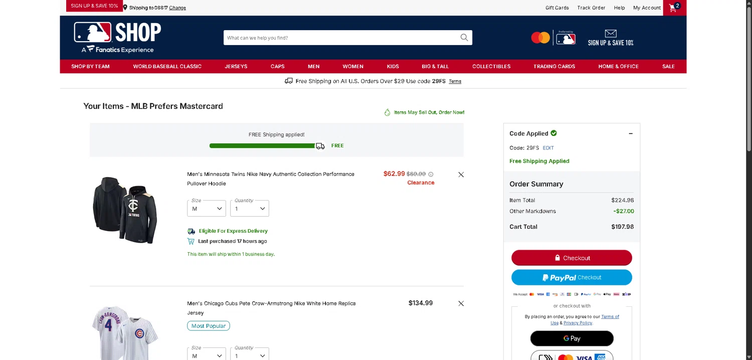 Chicago Cubs checkout page showing Chicago Cubs promo code box | Screenshot taken by SimplyCodes community member on Jan 21, 2026