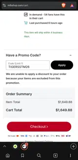 TIGERSSTM26 coupon verification screenshot