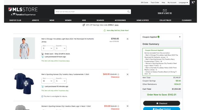 Chicago Fire checkout page showing Chicago Fire promo code box | Screenshot taken by SimplyCodes community member on Jul 22, 2025