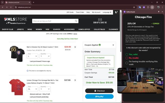 Chicago Fire checkout page showing Chicago Fire promo code box | Screenshot taken by SimplyCodes community member on Aug 24, 2025