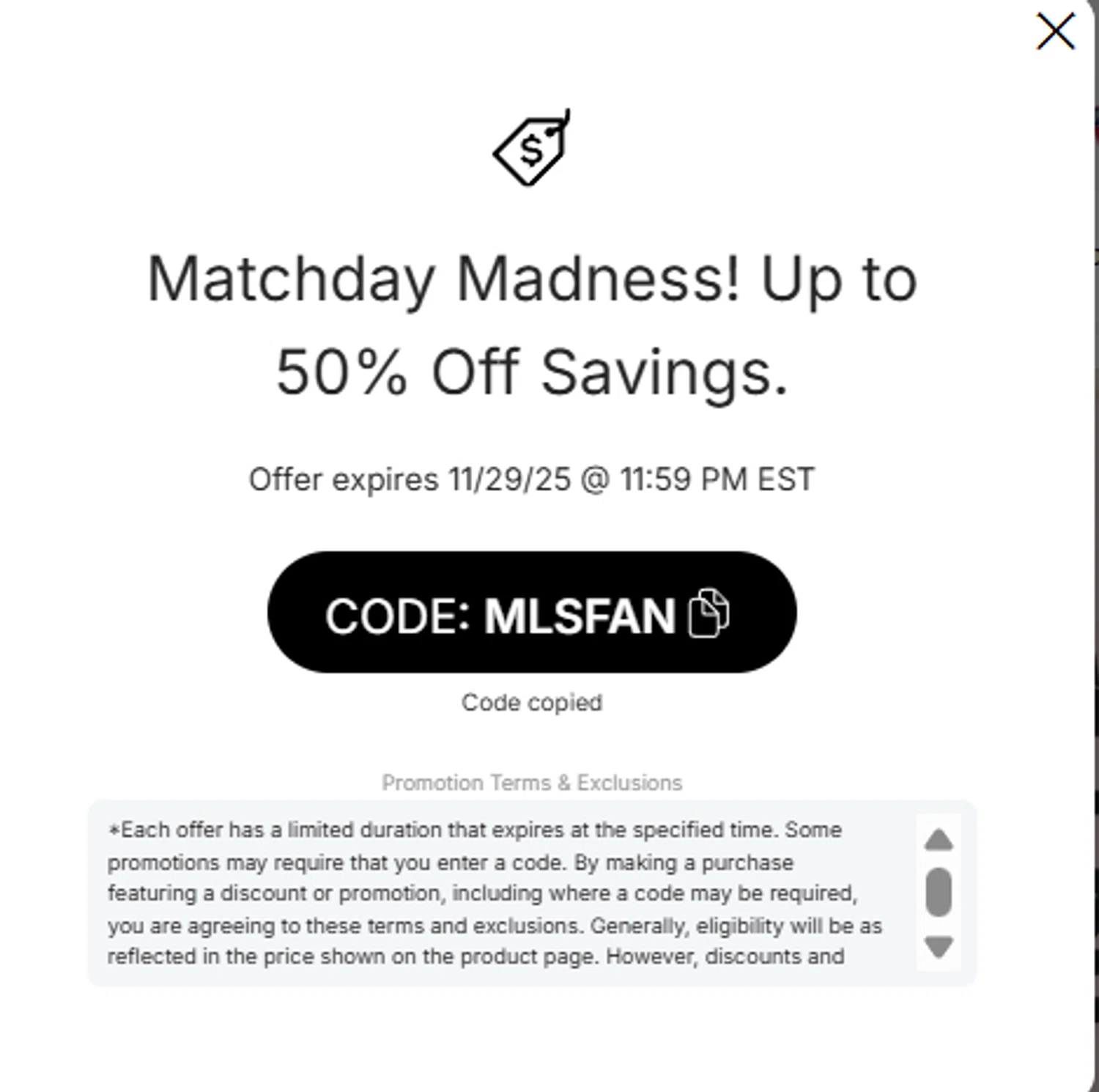 Chicago Fire promo code screenshot showing code MLSFAN applied at Chicago Fire checkout page. Uploaded by SimplyCodes community member Aresss on Nov 29, 2025