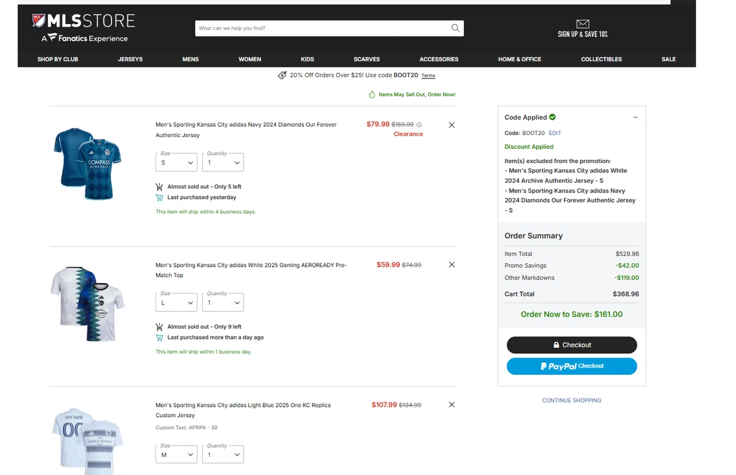 Chicago Fire promo code screenshot showing code BOOT20 applied at Chicago Fire checkout page. Uploaded by SimplyCodes community member Dulce__ on Jan 16, 2026