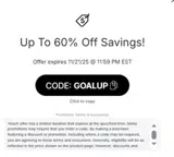 GOALUP coupon verification screenshot