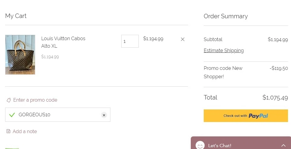 Chic Boutique Consignments checkout page showing Chic Boutique Consignments promo code box | Screenshot taken by SimplyCodes community member on Jun 26, 2020