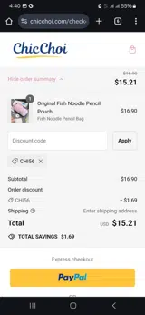 Chi56 coupon verification screenshot