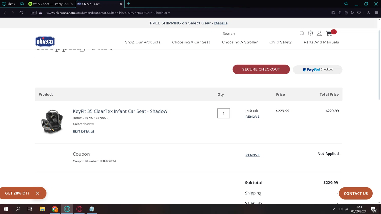 where to use Chicco promo code box