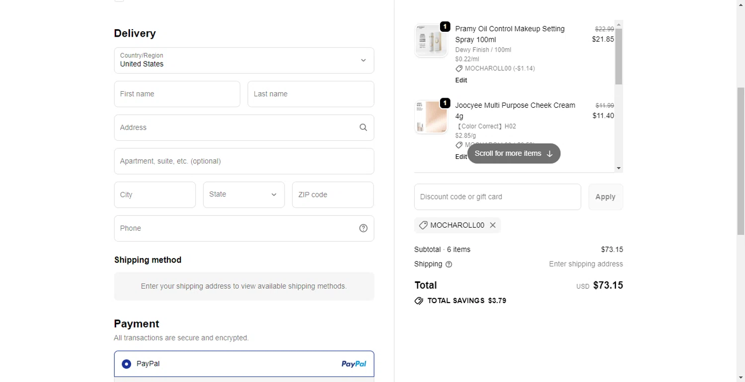 Chic Decent promo code screenshot showing code MOCHAROLL00 applied at Chic Decent checkout page. Uploaded by SimplyCodes community member CodeFinder699 on Nov 13, 2025