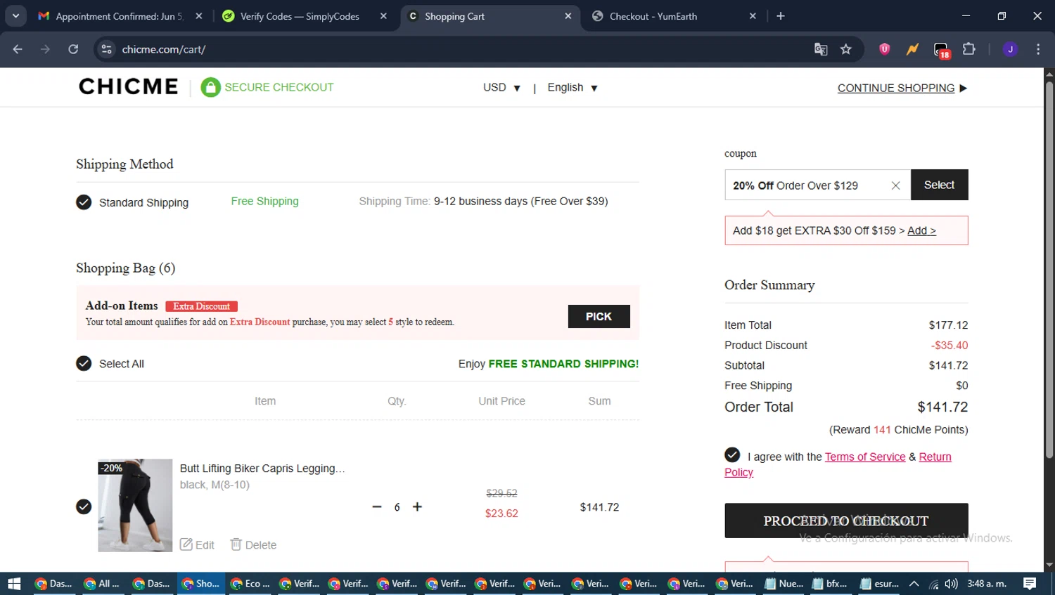 ChicMe coupon code screenshot showing code CART20 applied at ChicMe checkout page. Uploaded by SimplyCodes community member LegendaryLegend9872 on Jun 19, 2025