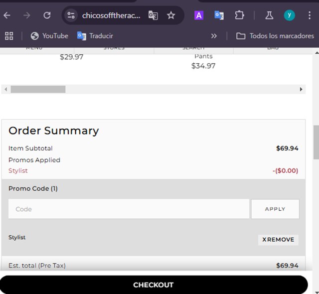 Chico's Off the Rack checkout page showing Chico's Off the Rack promo code box | Screenshot taken by SimplyCodes community member on Dec 14, 2024