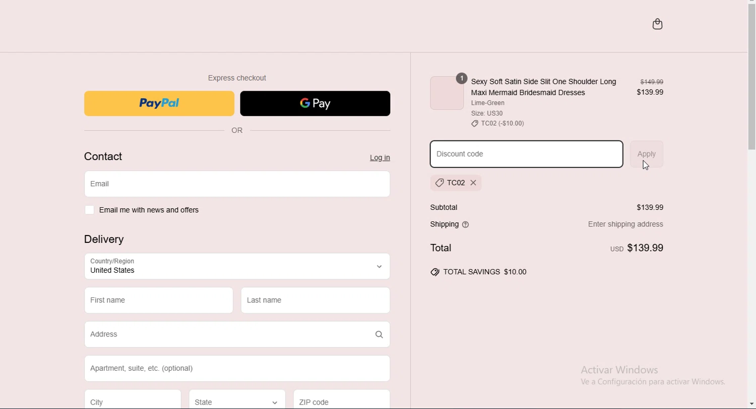 Chicsew discount code screenshot showing code TC02 applied at Chicsew checkout page. Uploaded by SimplyCodes community member Heibk201 on Mar 24, 2025