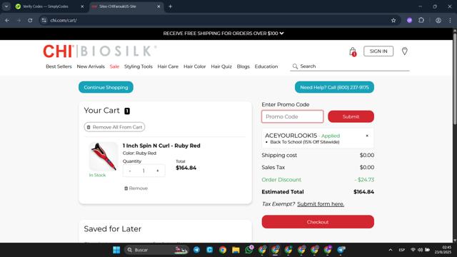 CHI checkout page showing CHI promo code box | Screenshot taken by SimplyCodes community member on Aug 23, 2025